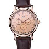 Patek Philippe Geneve Grand Complications Rose Dial Rose Gold Bezel Brown Leather Band  622152