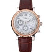 Cheap Patek Philippe Grand Complications Hobnail Bezel Roman Numerals Brown Leather Strap