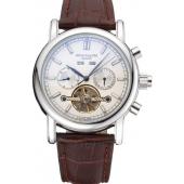 Patek Philippe Grand Complications Stainless Steel Case White Dial Brown Leather Bracelet 622260