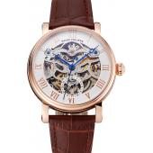 Patek Philippe Grand Complications White Skeleton Dial Rose Gold Case Brown Leather Strap 1453808