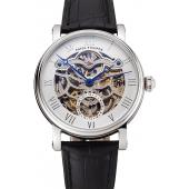 Patek Philippe Grand Complications White Skeleton Dial Stainless Steel Case Black Leather Strap 1453810 Replica