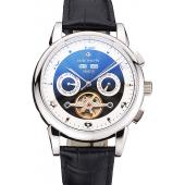 Patek Philippe Perpetual Calendar Tourbillon Two Tone Dial Stainless Steel Case Black Leather Strap