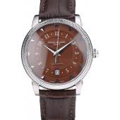 Patek Philippe Swiss Calatrava Ribbed Bezel Brown Dial Brown Leather Strap 7658 Replica