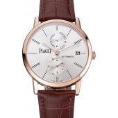 Piaget Altiplano Date Silver Dial Rose Gold Case Brown Leather Strap