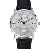 Piaget Altiplano Date Silver Dial Stainless Steel Case Black Leather Strap