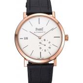 Piaget Altiplano Gold Case White Dial Black Leather Bracelet  622628