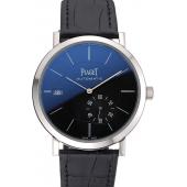 Replica Piaget Altiplano Silver Case Black Dial Black Leather Bracelet  622629