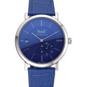 Piaget Altiplano Silver Case Blue Dial Blue Leather Bracelet  622630