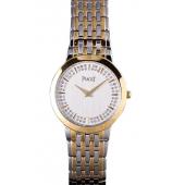 Piaget Traditional Gold Case Double Studded Minute Markers White Dial