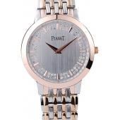 Piaget Traditional Rose Gold Case Double Studded Minute Markers Silver Dial Replica