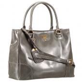 Prada  Patent Leather Satchel Grey