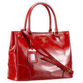 Prada  Patent Leather Satchel Red