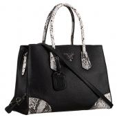 Prada  Satchel Black And Python Handles 18926831