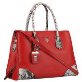 Prada  Satchel Red And Python Handles 18926835