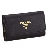 Prada Continental Leather Key Holder Black