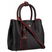 Replica Prada Double Tote Black And Red Interior  18926820