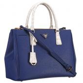 Prada Double Tote Blue With White Python Handles 18926809