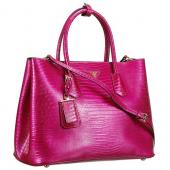 Prada Double Tote Crocodile Leather Bag Fuchsia