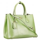 Prada Double Tote Crocodile Leather Bag Lime