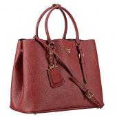 Prada Double Tote Dark Red