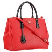 Prada Double Tote Red With Black Python Handles 18926811