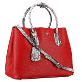 Prada Double Tote Red With Python Handles