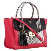 Prada Front Pocket Fuchsia - Black & Python Handles Tote 18926817