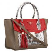 Replica Prada Front Pocket Khaki - Red & Python Handles Tote 18926815