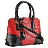 Cheap Prada Promenade Black And Red Small Crocodile Bag