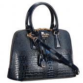 Prada Promenade Crocodile Leather Bag Dark Blue