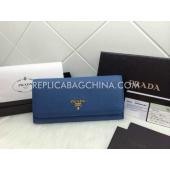 Prada Purse Wallet Calfskin Blue Replica