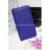 Prada Purse Wallet Calfskin Blue -18