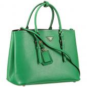 Prada Saffiano Double Tote Green