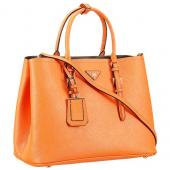 Prada Saffiano Double Tote Orange