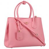 Prada Saffiano Double Tote Pink