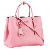 Prada Saffiano Double Tote Pink Replica