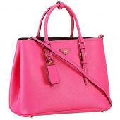 Prada Saffiano Double Tote Rose Pink Replica