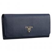 Replica Prada Saffiano Leather Dark Blue Wallet