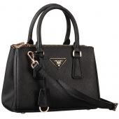 Prada Saffiano Mini Double Zip Tote Black