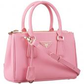 Prada Saffiano Mini Double Zip Tote Dark Pink