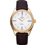 Rolex Cellini White Dial Gold Case Brown Leather Strap  622833