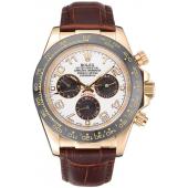 Rolex Cosmograph Daytona Gold Case Black Subdials Brown Leather Bracelet   622634