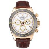 Rolex Cosmograph Daytona Gold Case White Dial Brown Leather Bracelet   622633