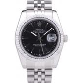 Rolex Datejust Black Dial Diamonds Ribbed Bezel 7456