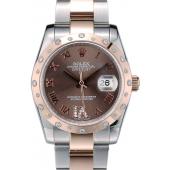 Rolex DateJust Brushed Stainless Steel Case Brown Dial Diamond Plated 41994