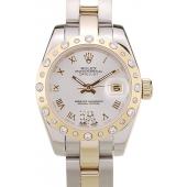 Cheap Rolex DateJust Brushed Stainless Steel Case White Dial Diamond Plated