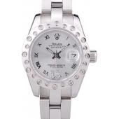 Rolex Datejust Polished Silver Diamonds Bezel Silver Dial 7474