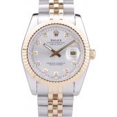 Rolex Datejust Silver Dial Diamonds Ribbed Bezel 7454