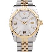 Replica Rolex DateJust Two Tone Stainless Steel 18k Gold Plated Silver Dial 98084