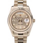 Rolex DayDate Gold Stainless Steel Ribbed Bezel Goldish Dial 41979